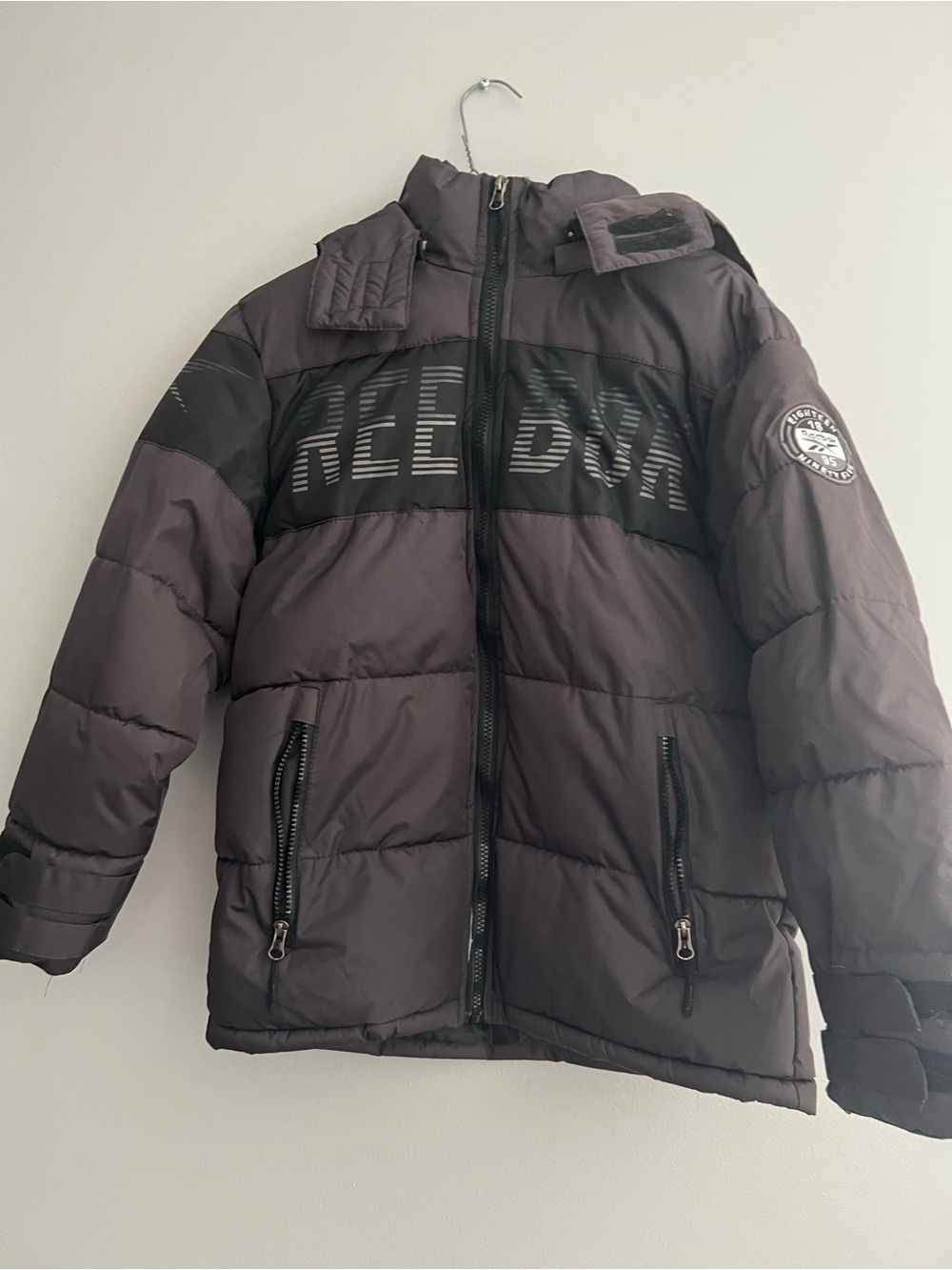 Reebok Kids Puffer Jacket in Dark Gray and Black
